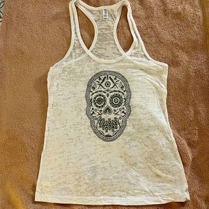 Velo Stop skull bike chain tank top in white